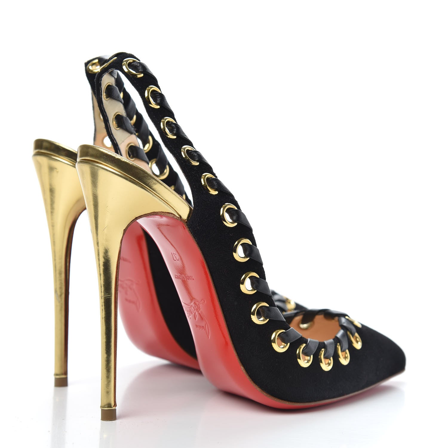 Christian Louboutin Suede Kid Specchio Ostri 120 Slingback Pumps 37 Black 4 of 8
