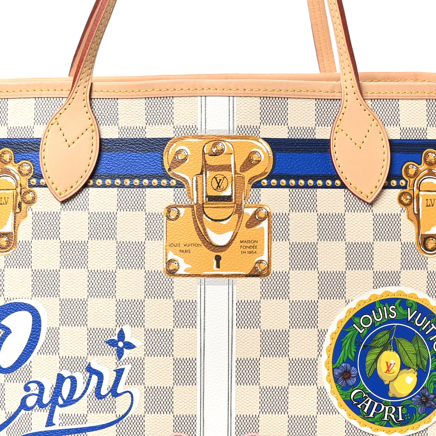 Louis Vuitton Damier Azur Summer Trunks Capri Neverfull MM 9 of 11