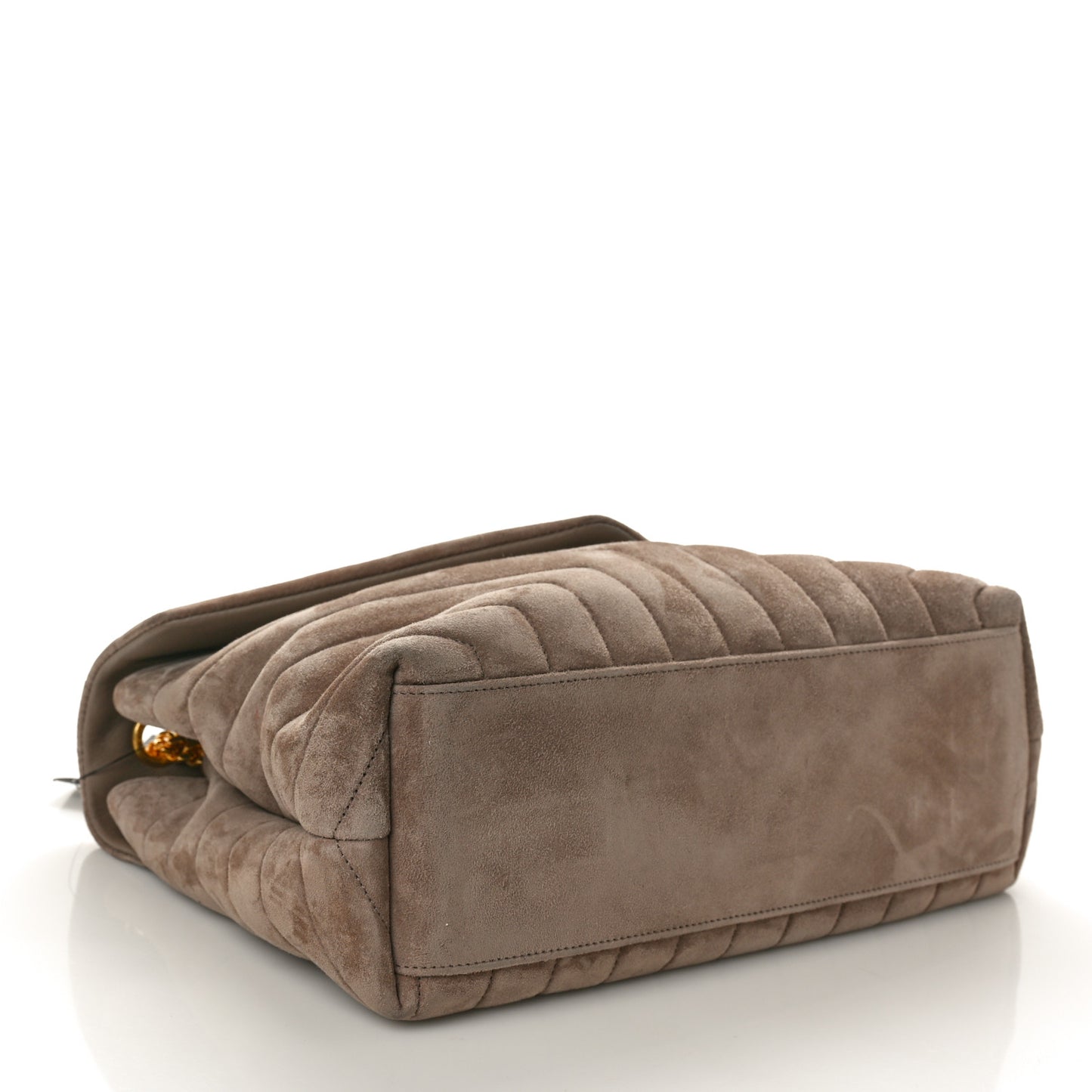 Suede Y Quilted Monogram Medium Loulou Chain Satchel Taupe