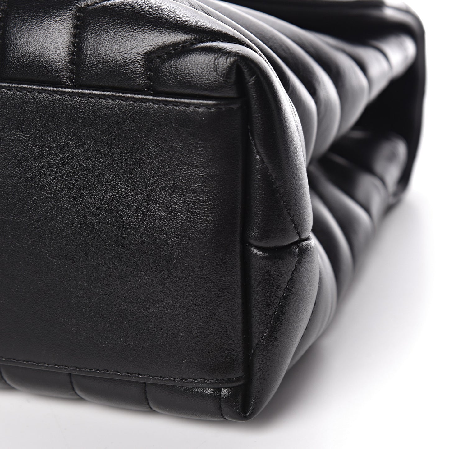 Calfskin Y Quilted Monogram Medium Loulou Chain Satchel Black
