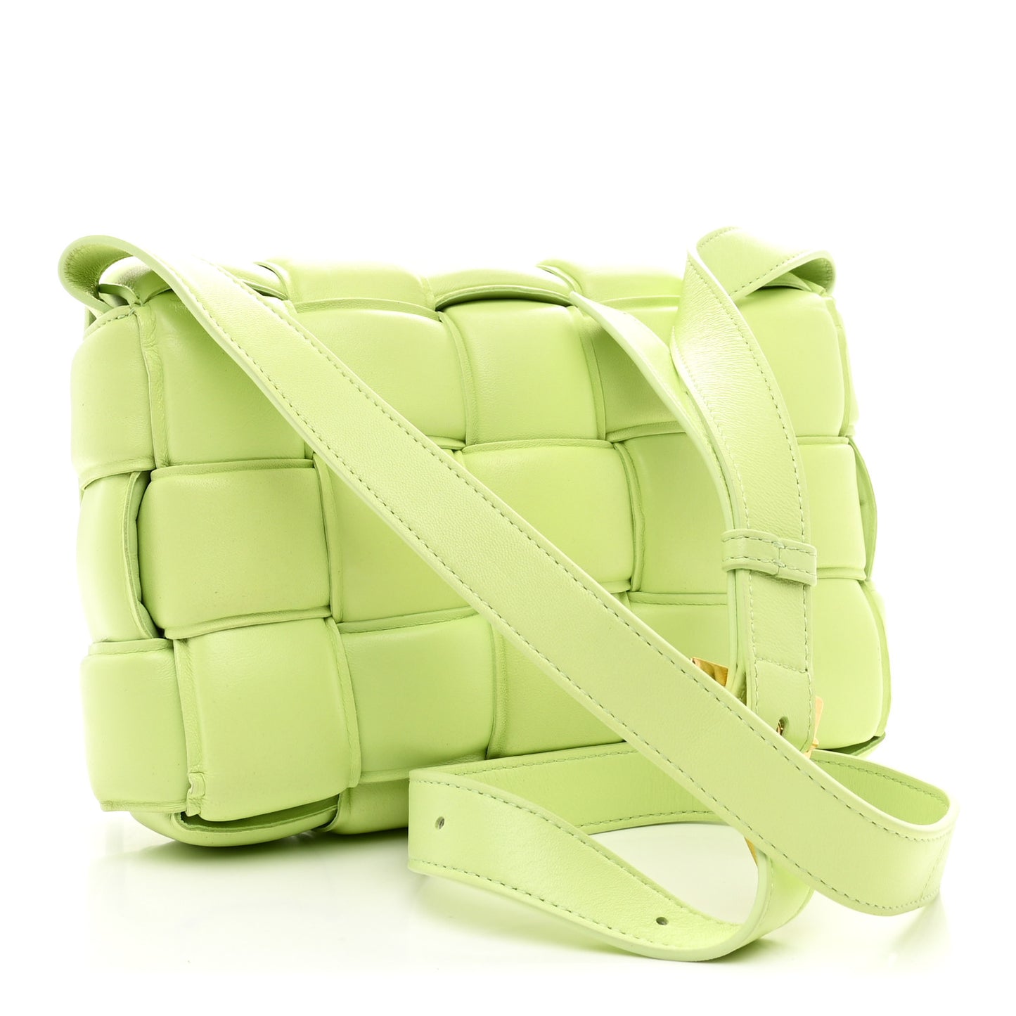 Nappa Maxi Intreccio Padded Cassette Crossbody Bag Fennel