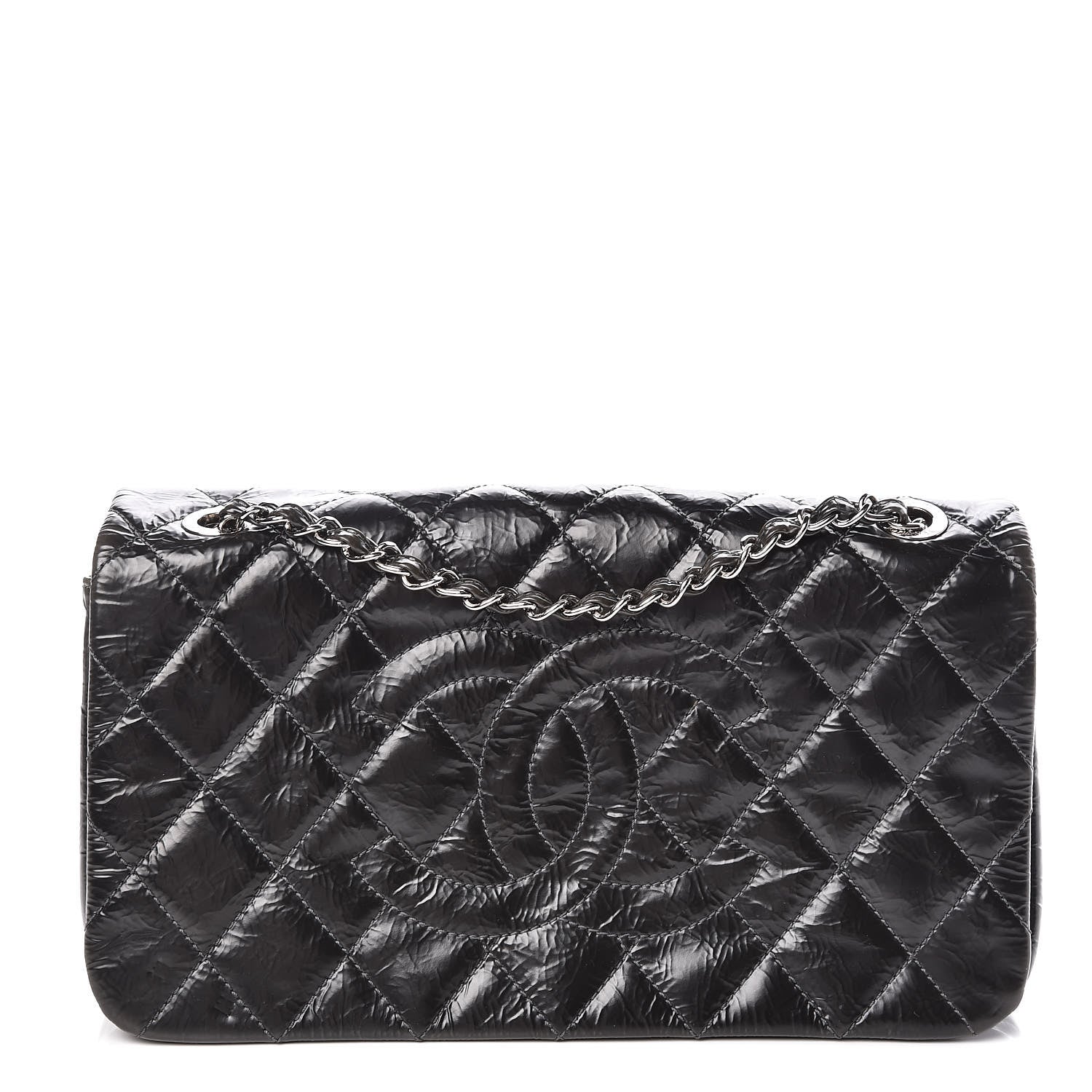 Chanel Glazed Calfskin Quilted CC Single Flap Black 1 of 9