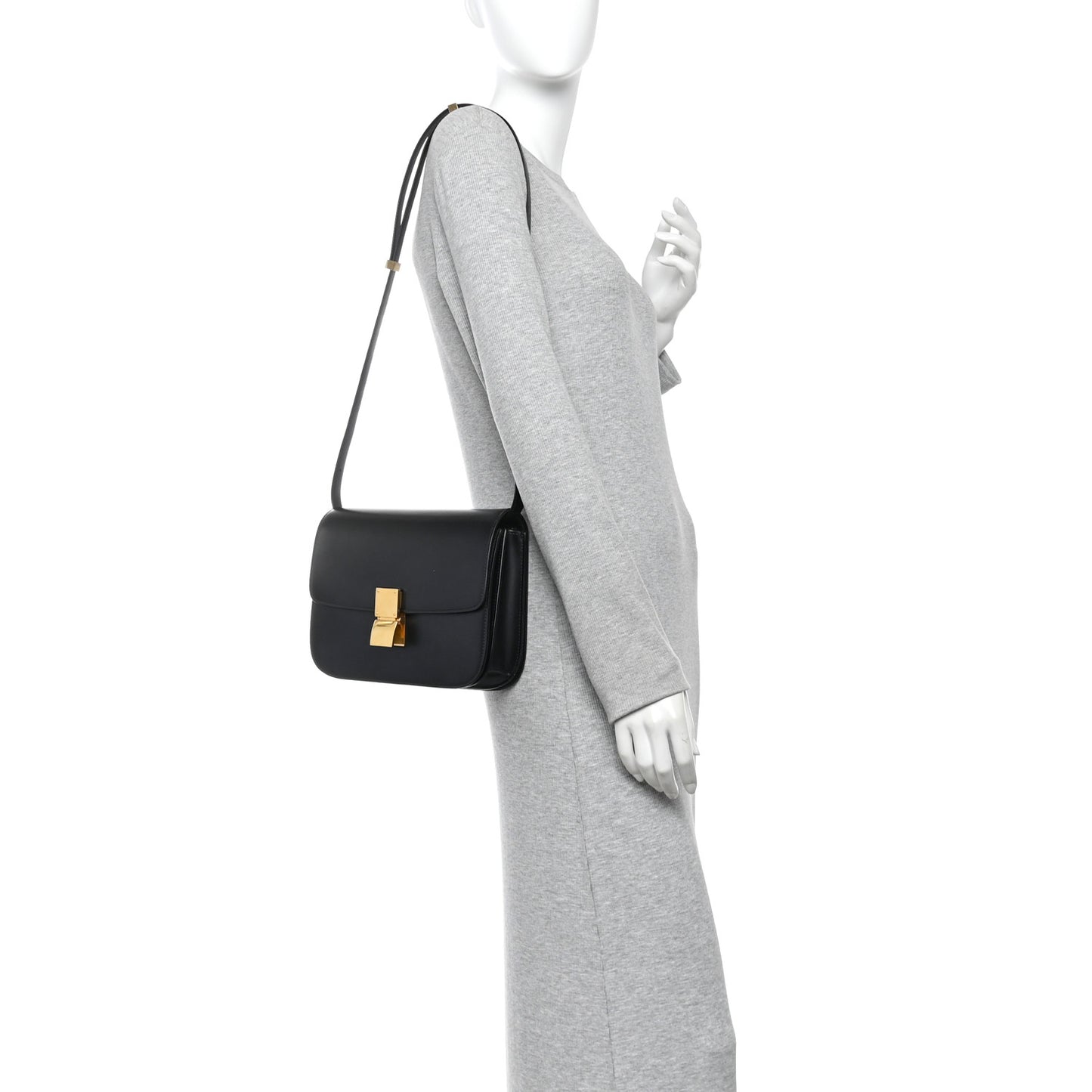 Box Calfskin Medium Classic Box Flap Bag Black