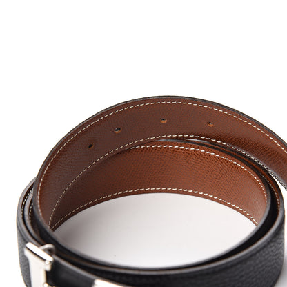 Hermes Togo Courchevel 32mm H Belt 90 Black Gold 5 of 8