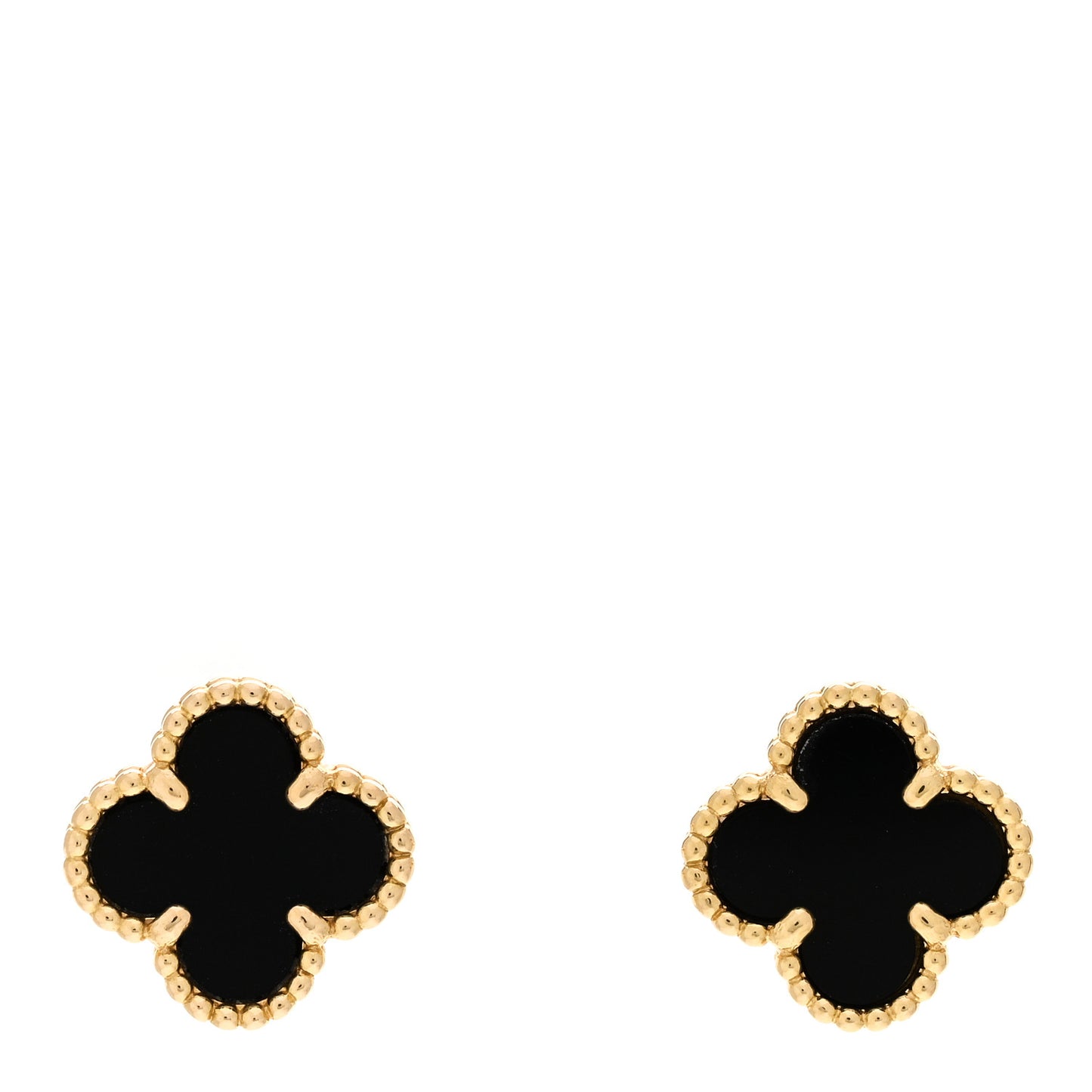 18K Yellow Gold Black Onyx Sweet Alhambra Earrings