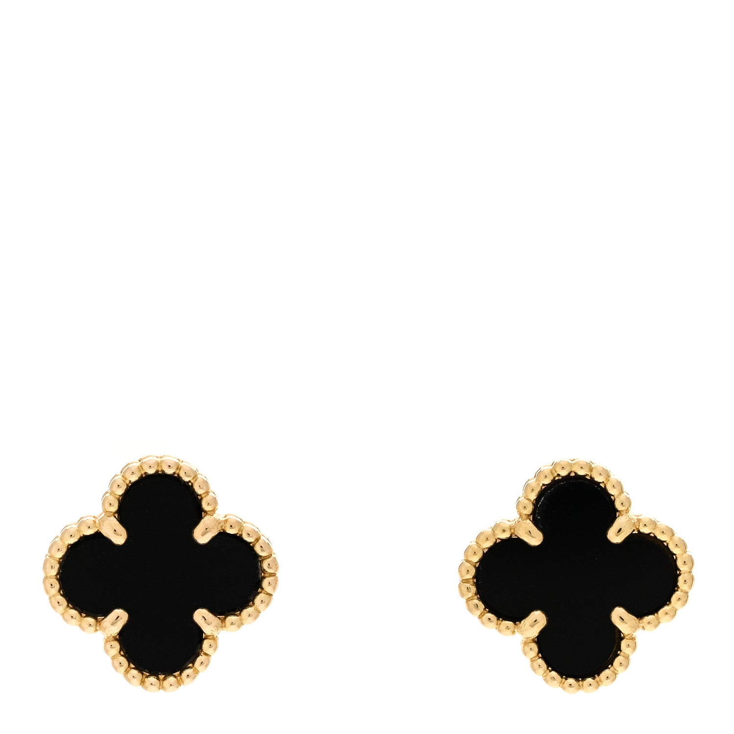 Van Cleef & Arpels 18K Yellow Gold Black Onyx Sweet Alhambra Earrings 1 of 6