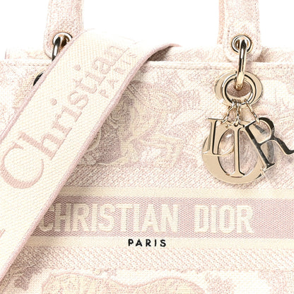 Christian Dior Canvas Toile De Jouy Reverse Embroidered Medium Lady D-Lite Rose 7 of 10