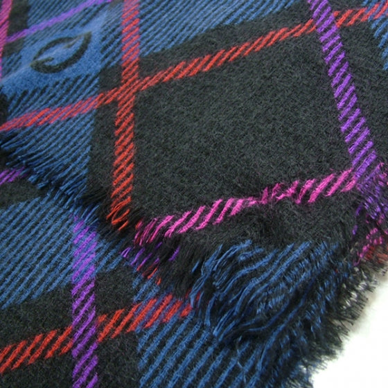 Gucci Wool Diamond Pattern Scarf Blue/Black 3 of 6