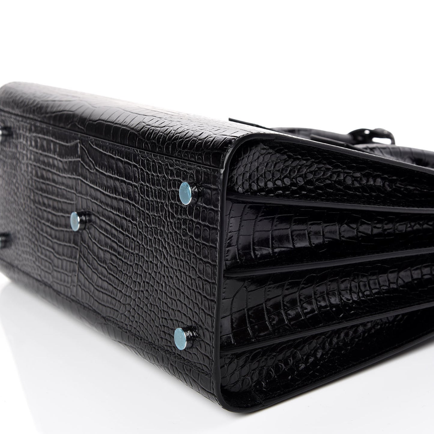 Calfskin Crocodile Embossed Small Sac de Jour Black