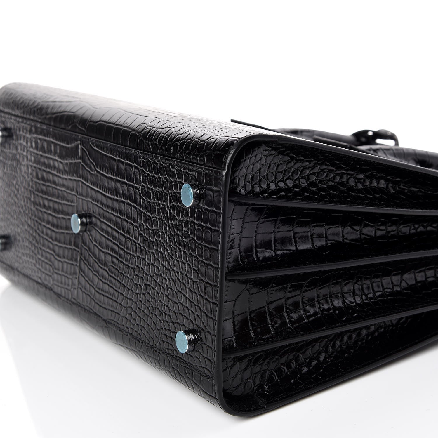 Saint Laurent Calfskin Crocodile Embossed Small Sac de Jour Black 7 of 11