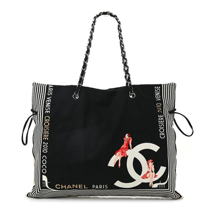 Chanel Canvas CC Paris Venice Bon Bon Tote Black White 1 of 11