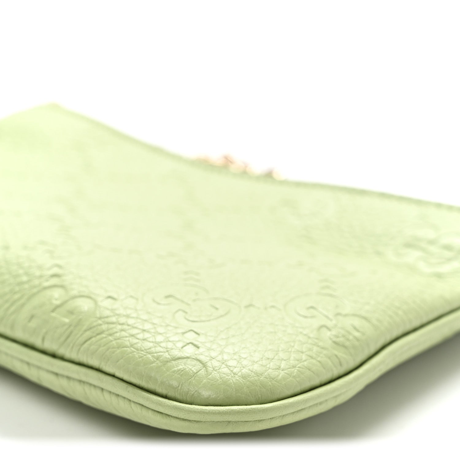 Gucci GG Grainy Calfskin Emblem Super Mini Shoulder Bag Sage Leaf 9 of 10