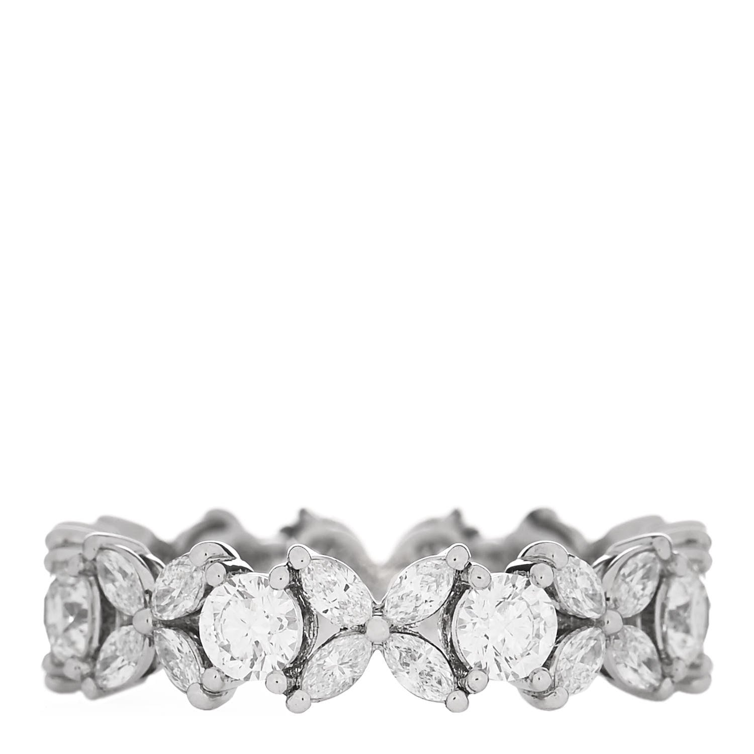 Tiffany Platinum Diamond Victoria Alternating Band Ring 51 5.75 1 of 5