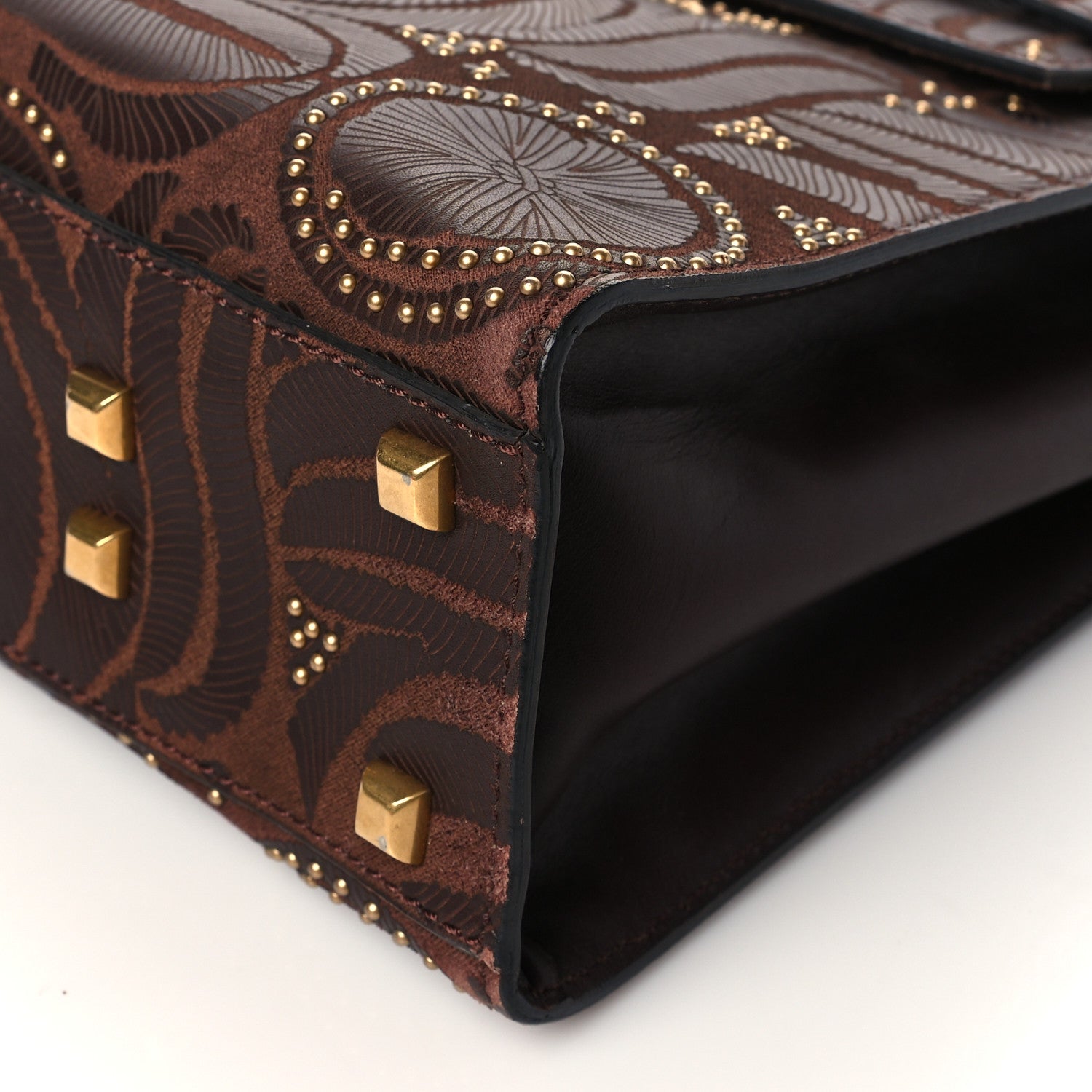 Valentino Garavani Calfskin Embossed Studded Medium My Rockstud Frame Bag Cacao 9 of 9