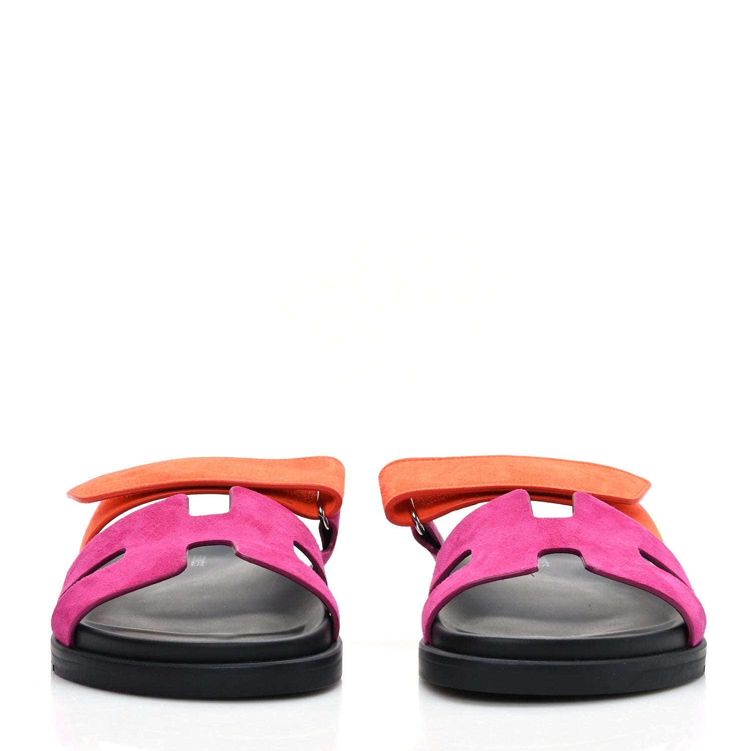 Hermes Suede Goatskin Womens Chypre Sandals 38 Rose Chapas Orange Synthetique 2 of 9