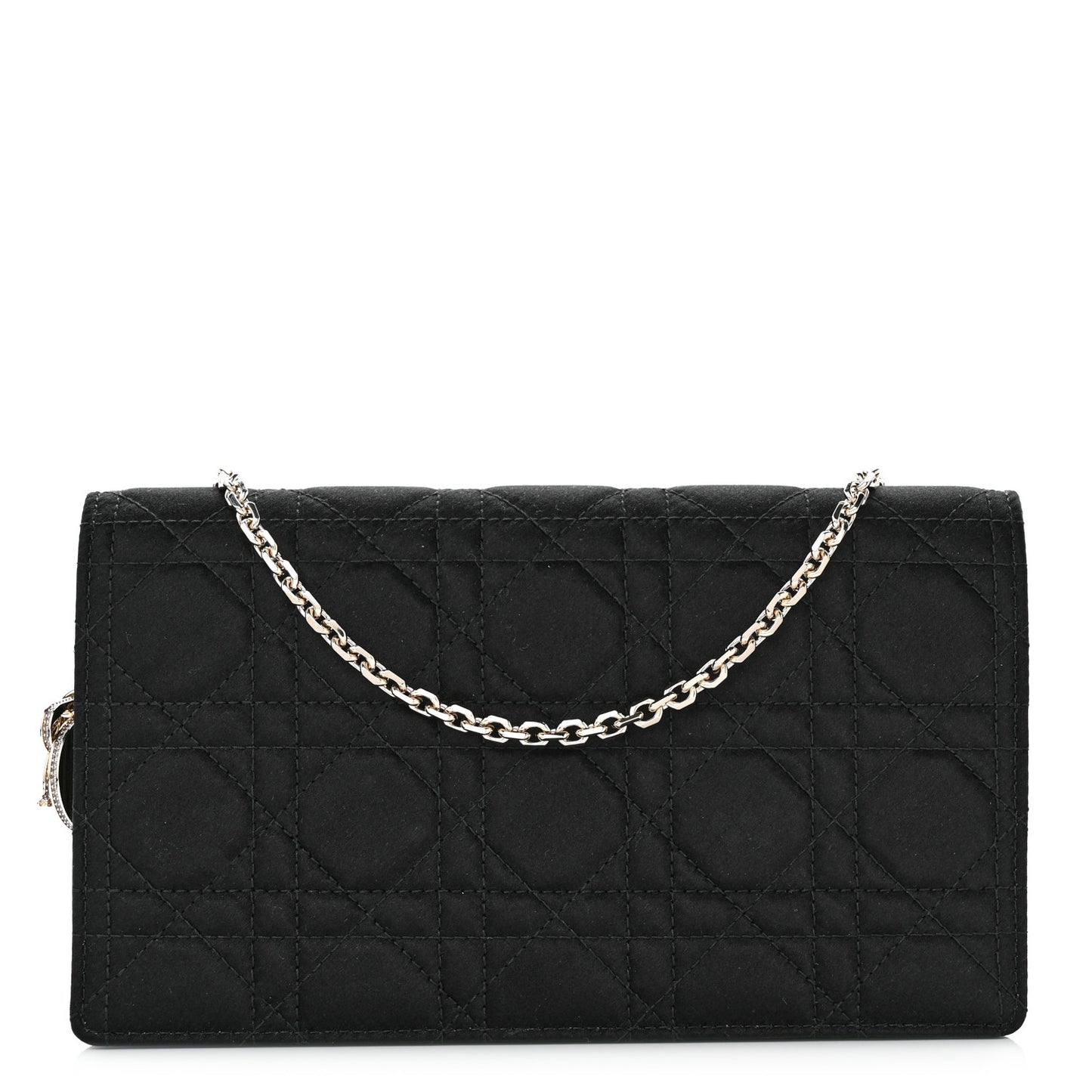 Satin Cannage Lady Dior Clutch Black