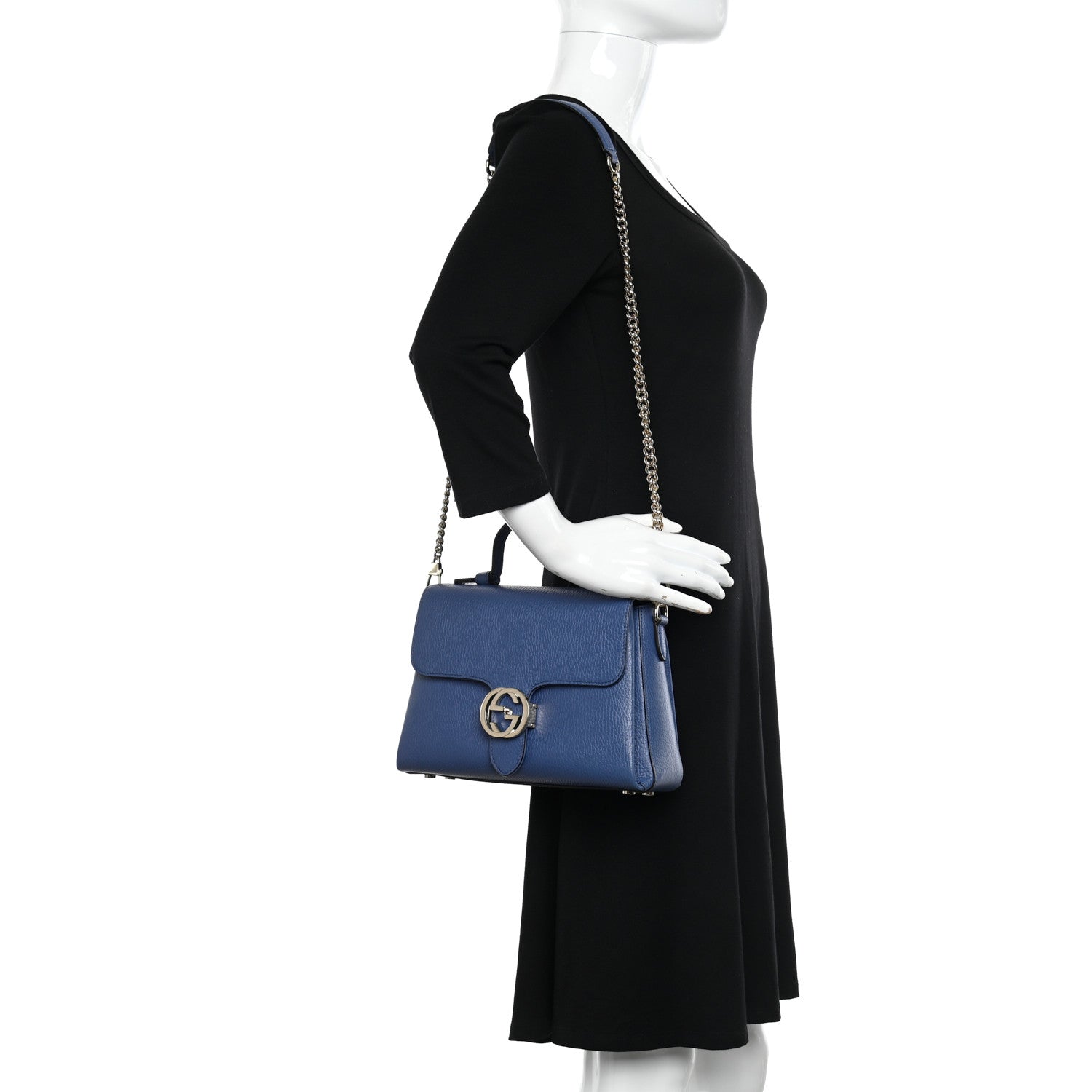 Gucci Dollar Calfskin Interlocking G Top Handle Shoulder Bag Caspian 2 of 10