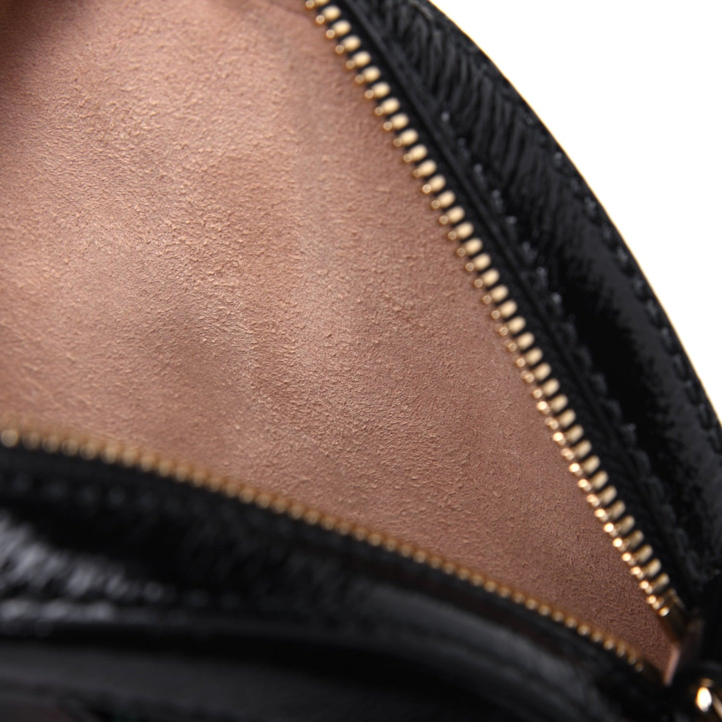 Suede Patent Web Mini Ophidia Round Shoulder Bag Black