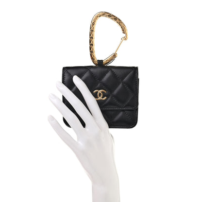 Chanel Lambskin Quilted CC Hook Card Holder Black 2 of 9