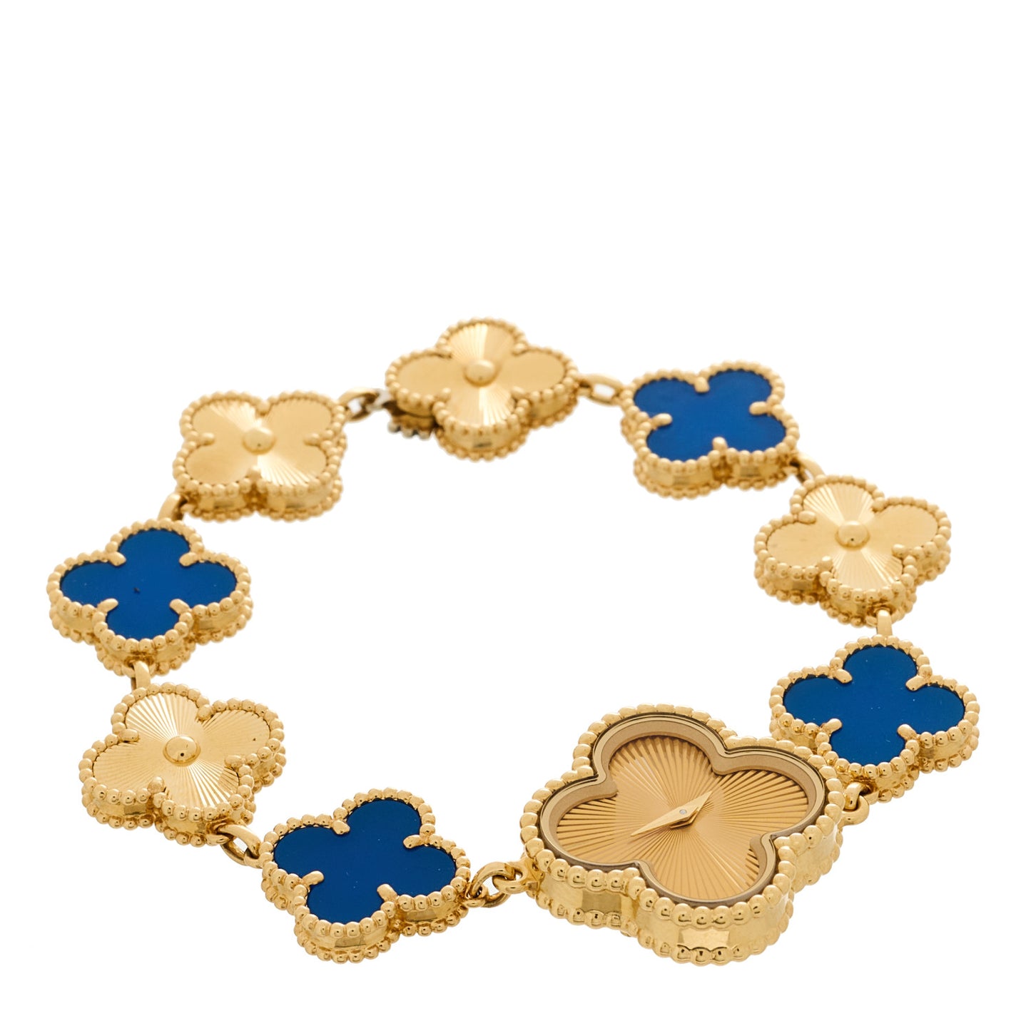 18K Yellow Gold Blue Agate 23mm Alhambra Quartz Watch