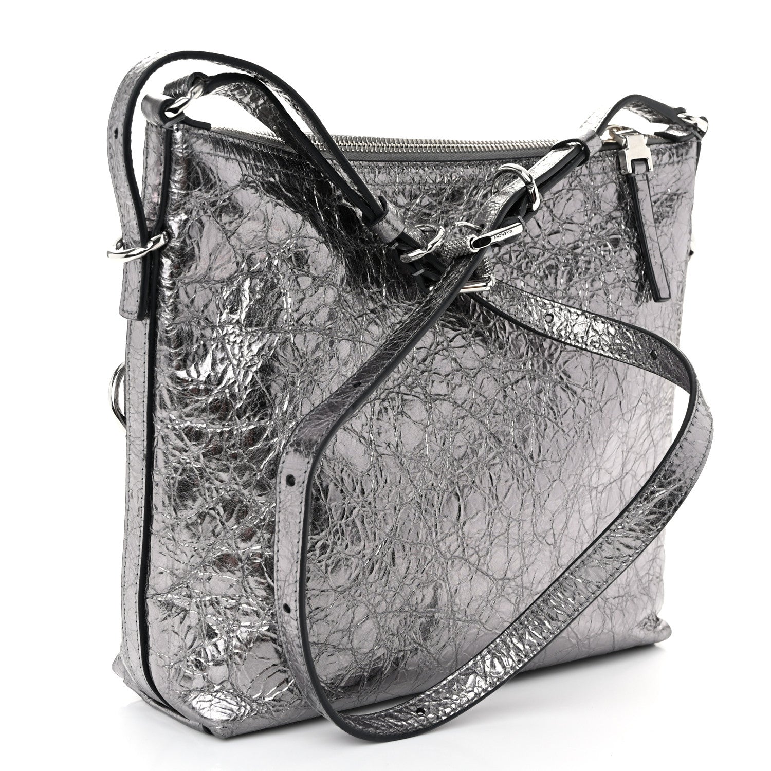 Givenchy Metallic Calfskin Small Voyou Bag Silver 3 of 10