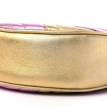 Gucci Metallic Nappa Matelasse Heart Mini GG Marmont Round Shoulder Bag Oro Vecchio Rosa 9 of 9