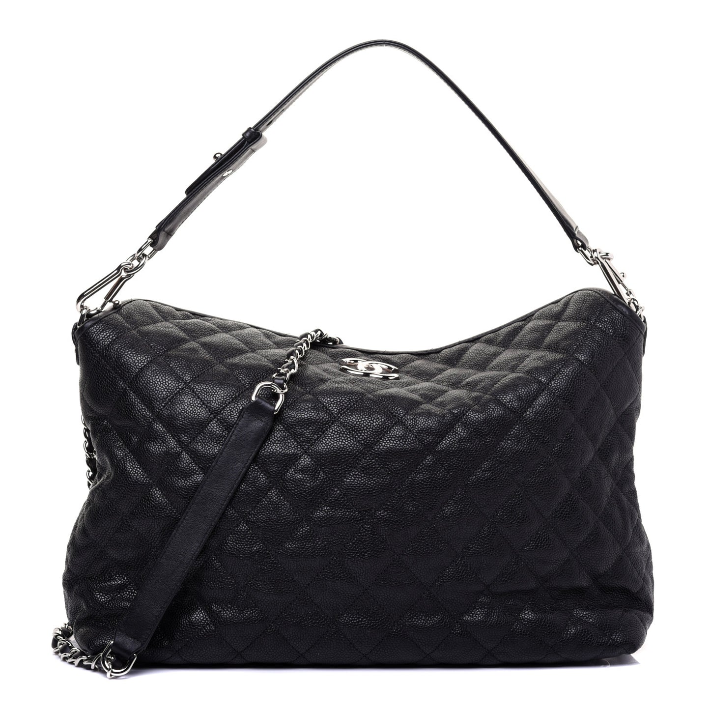 Caviar Quilted French Riviera Hobo Black