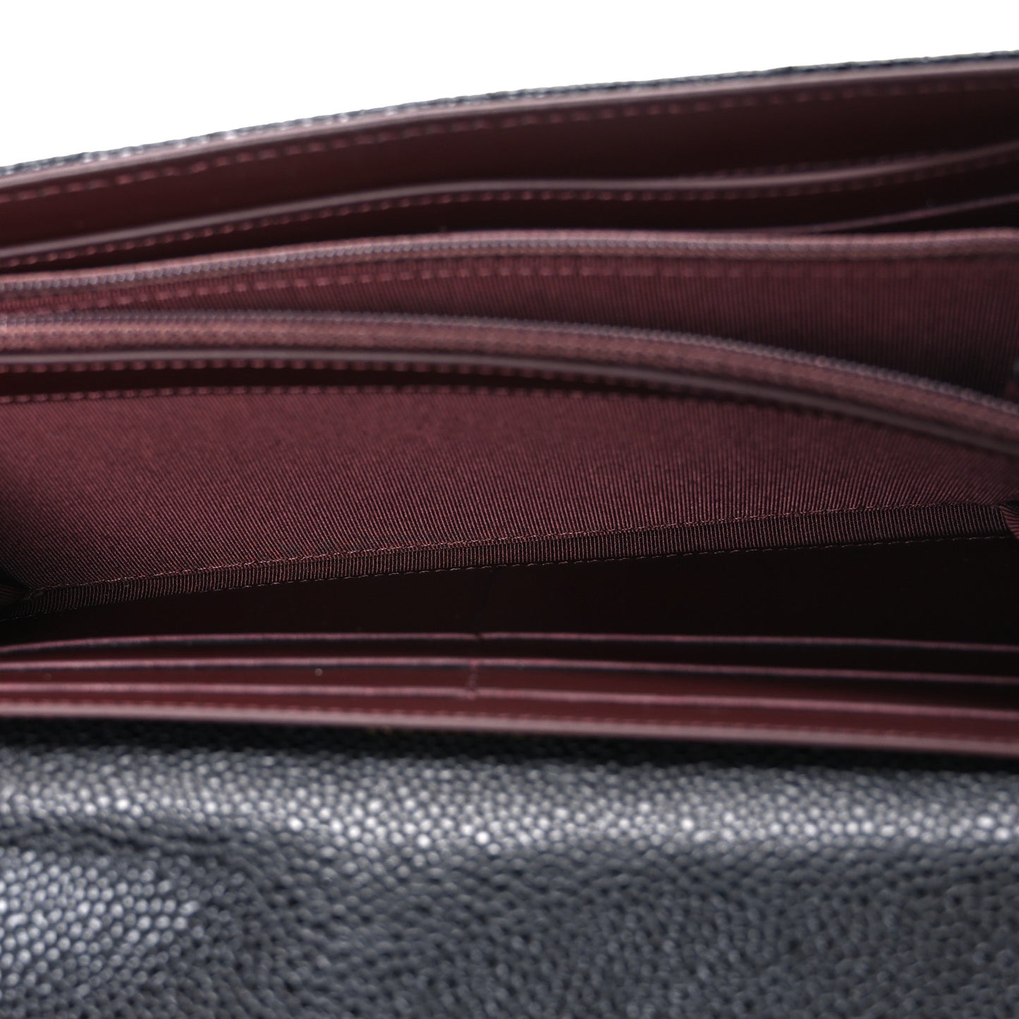 Caviar Quilted Large Gusset Flap Wallet Black
