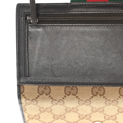 Gucci Monogram Calfskin Ladies Web Continental Wallet Beige Ebony Cocoa 11 of 12