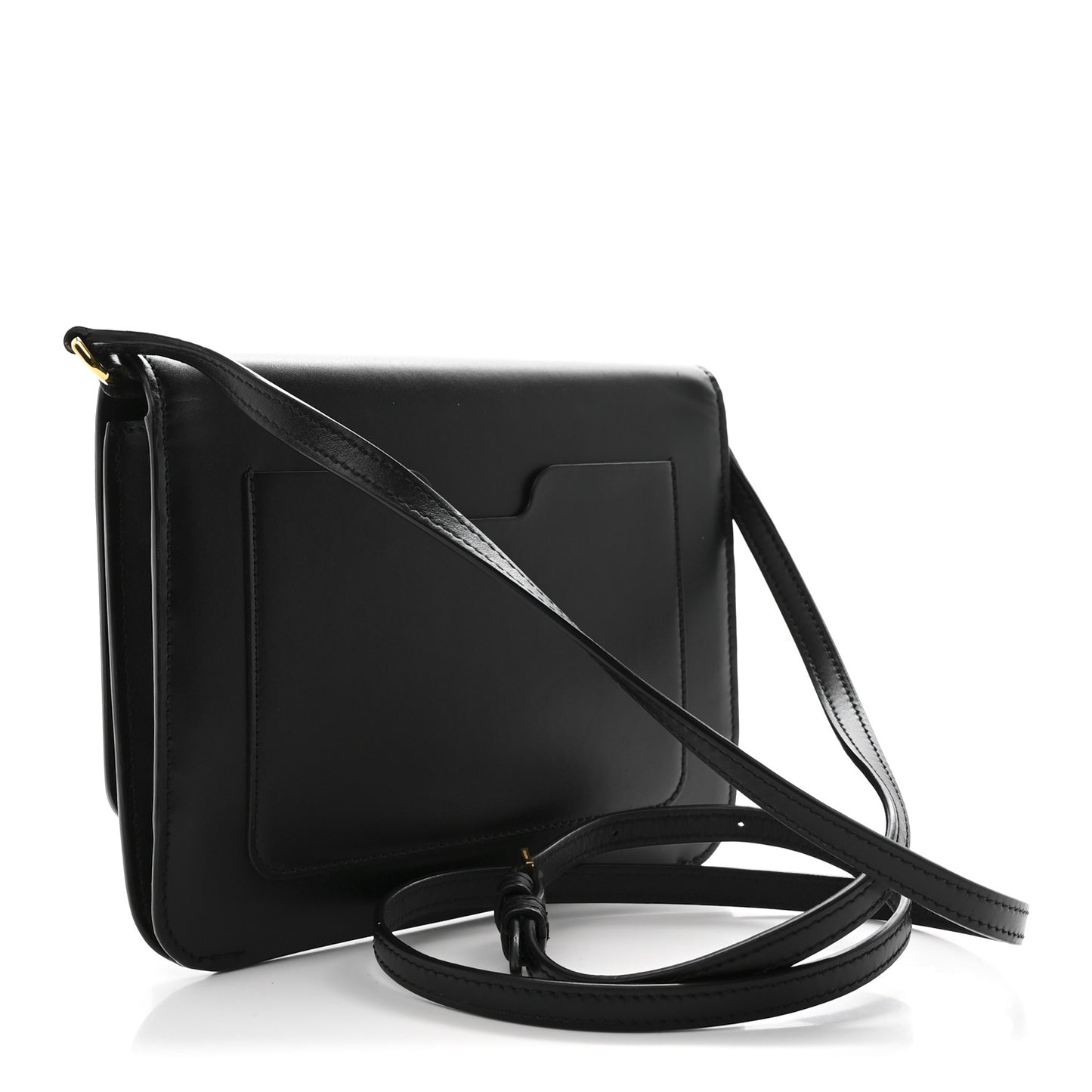 Calfskin Monogram TB Mini Flat Crossbody Bag Black