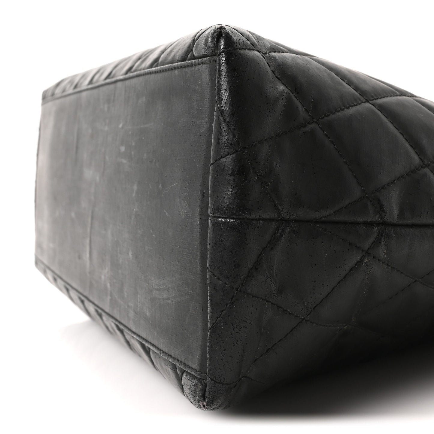 Vinyl Quilted Shoulder Bag Black