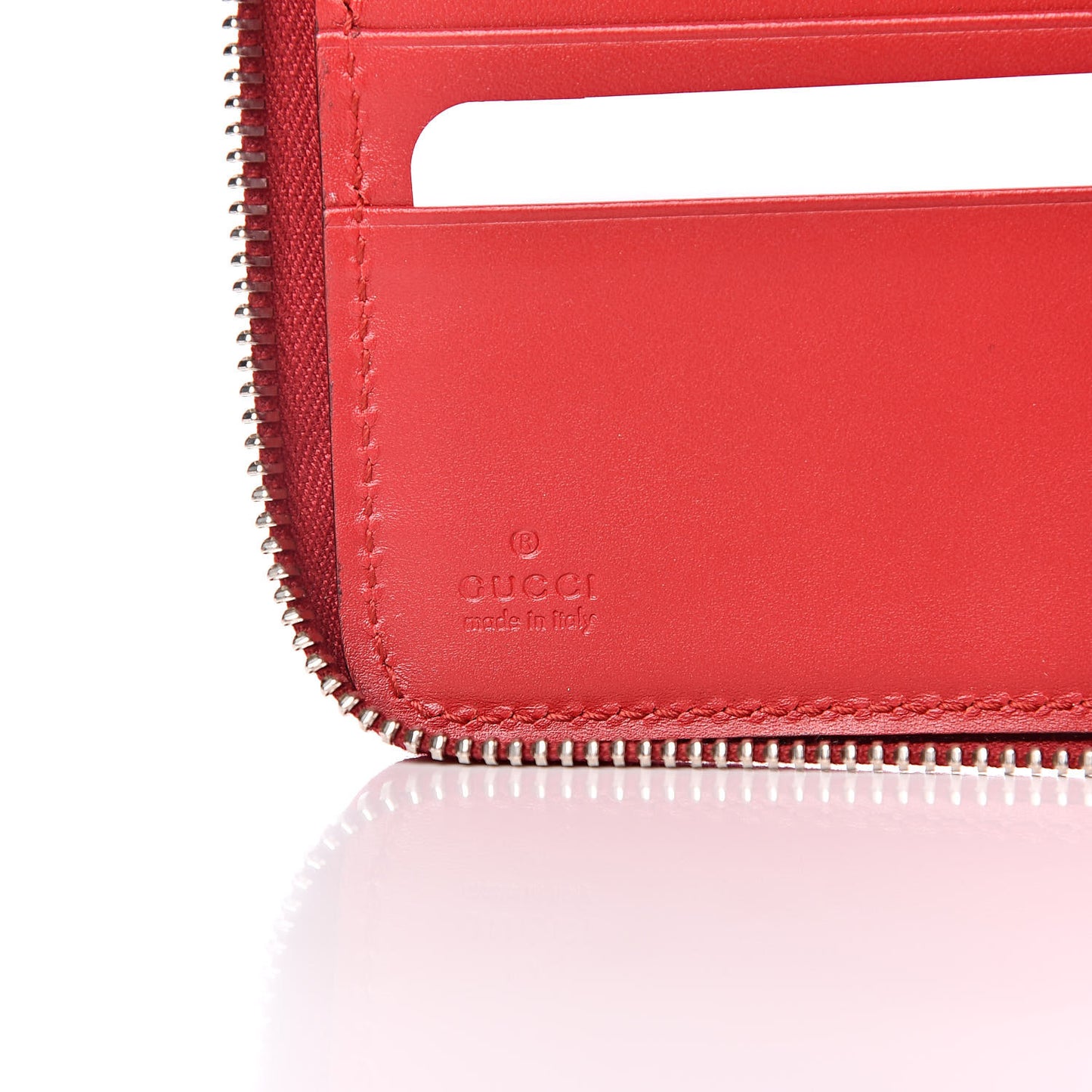 Guccissima Signature Zip Around Organizer Wallet Hibiscus Red