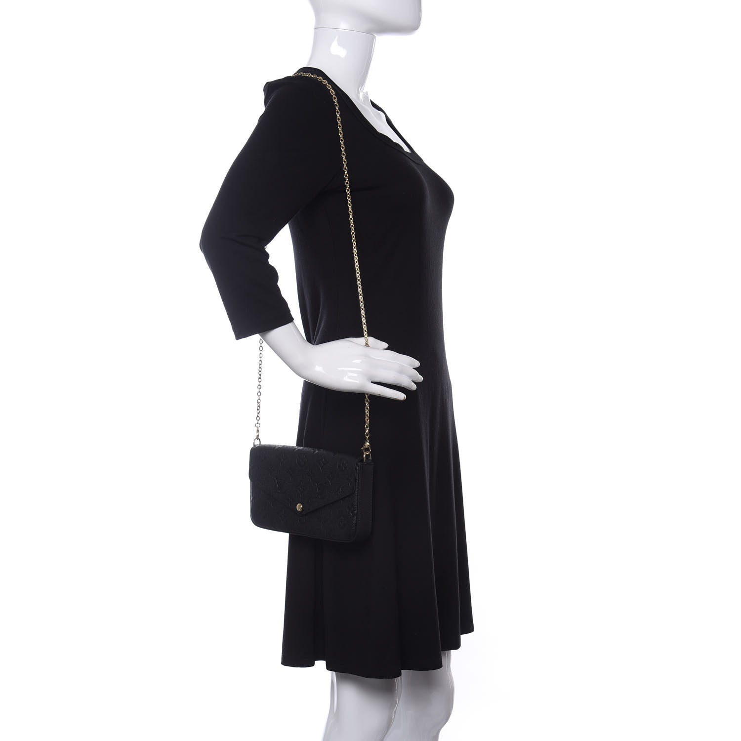 Louis Vuitton Empreinte Pochette Felicie Chain Wallet Black 2 of 11