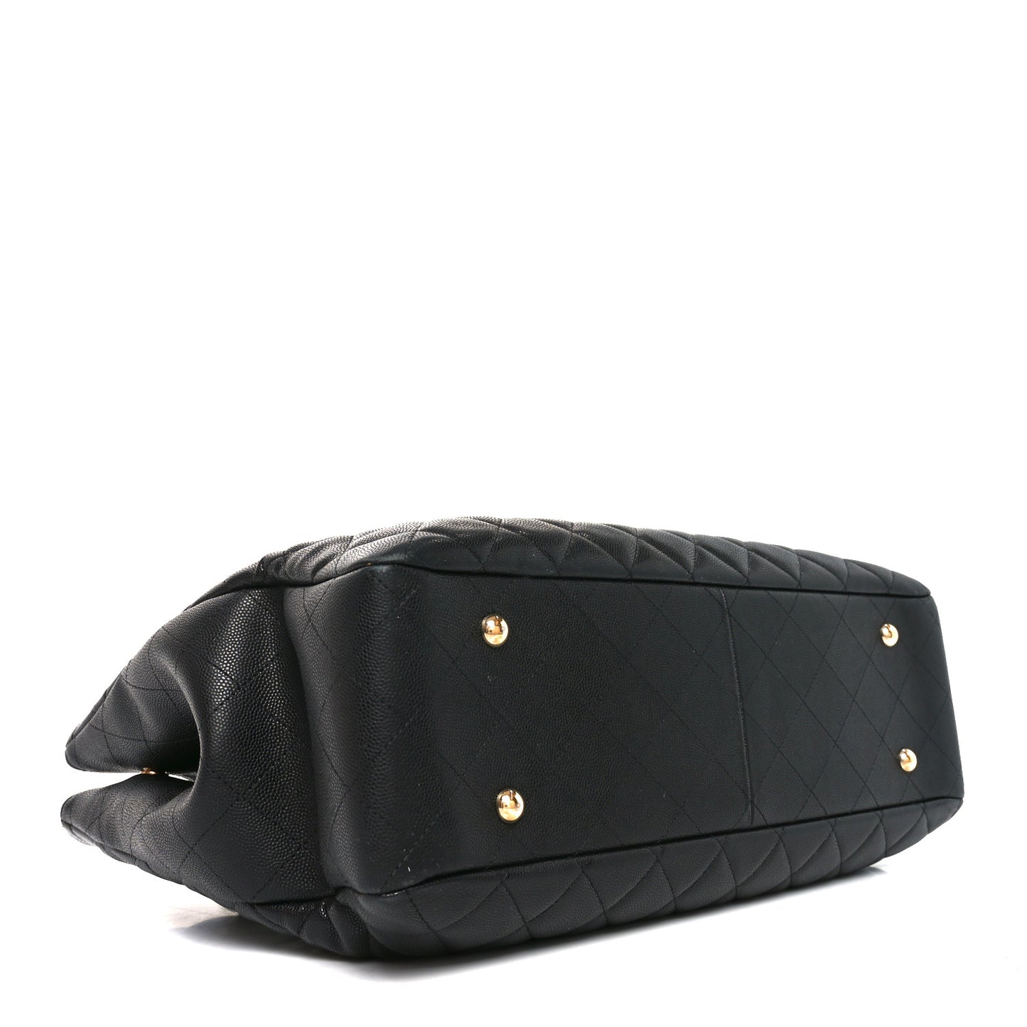 Caviar Quilted Large Shopping Tote Black