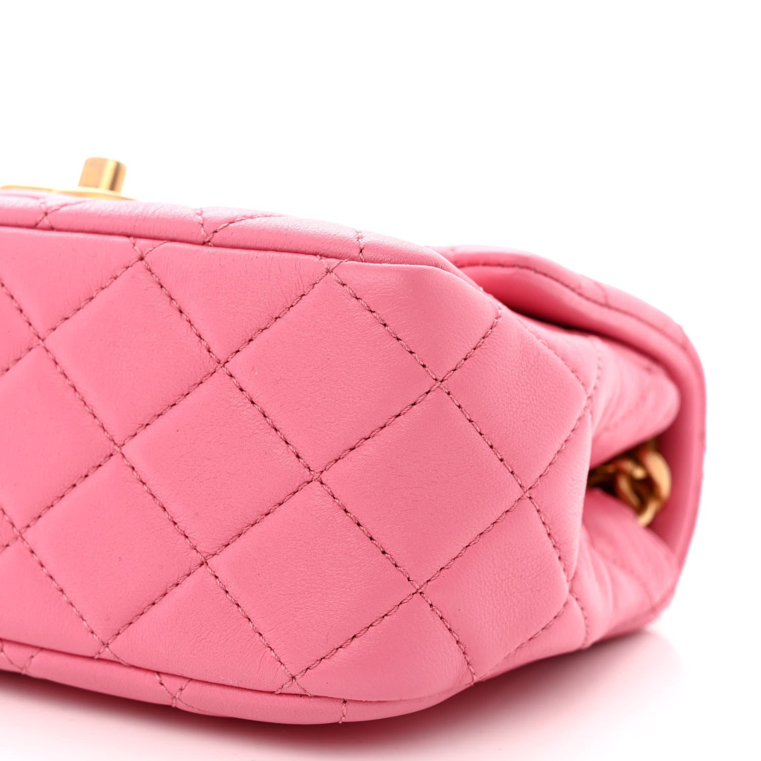 Chanel Lambskin Resin Quilted Mini Pearl Samba Square Flap Pink 10 of 11