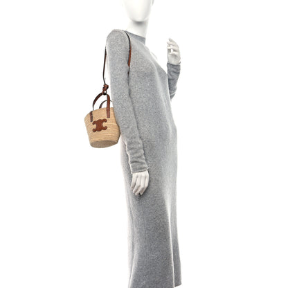 Celine Raffia Calfskin Triomphe Nano Panier Tan 2 of 12
