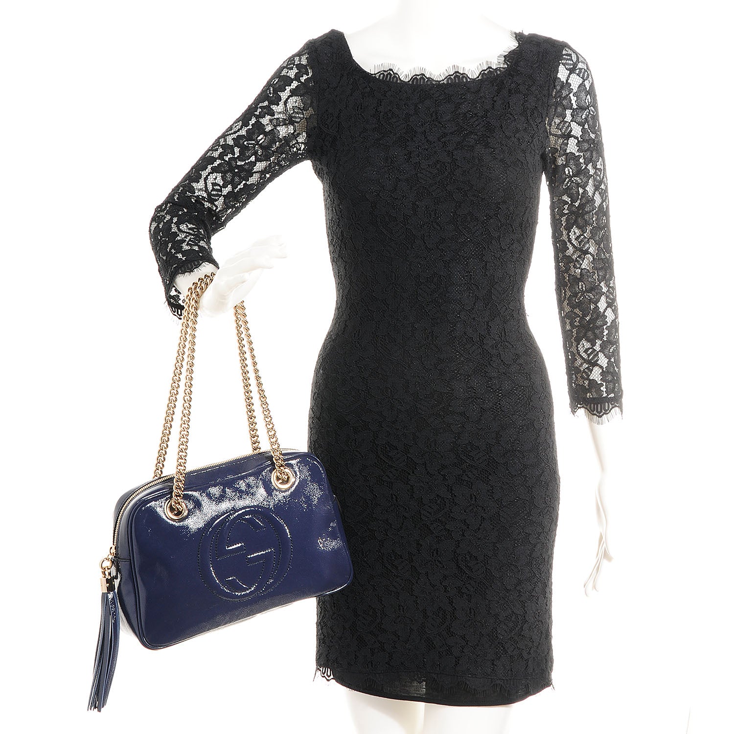 Gucci Soft Patent Small Soho Bowler Uniform Blue 2 of 7