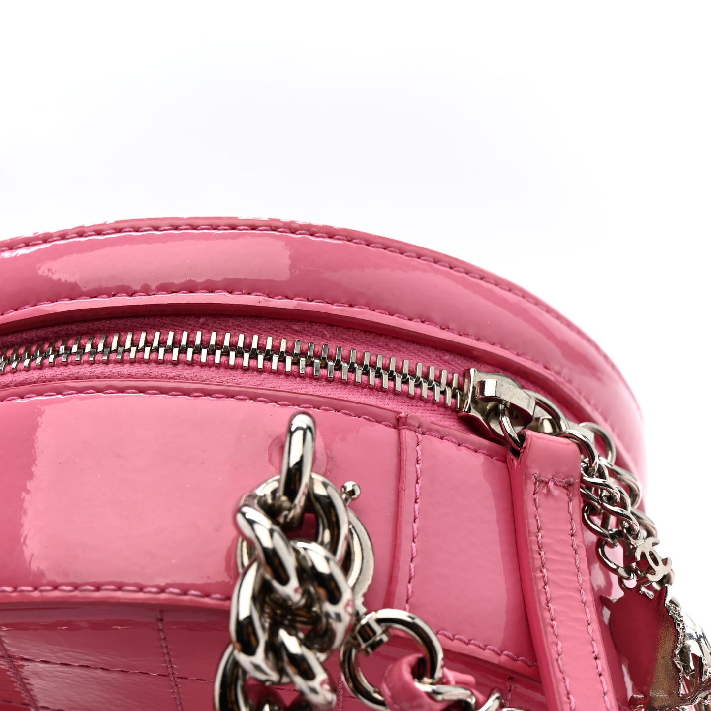 Patent Round As Earth Evening Bag Pink