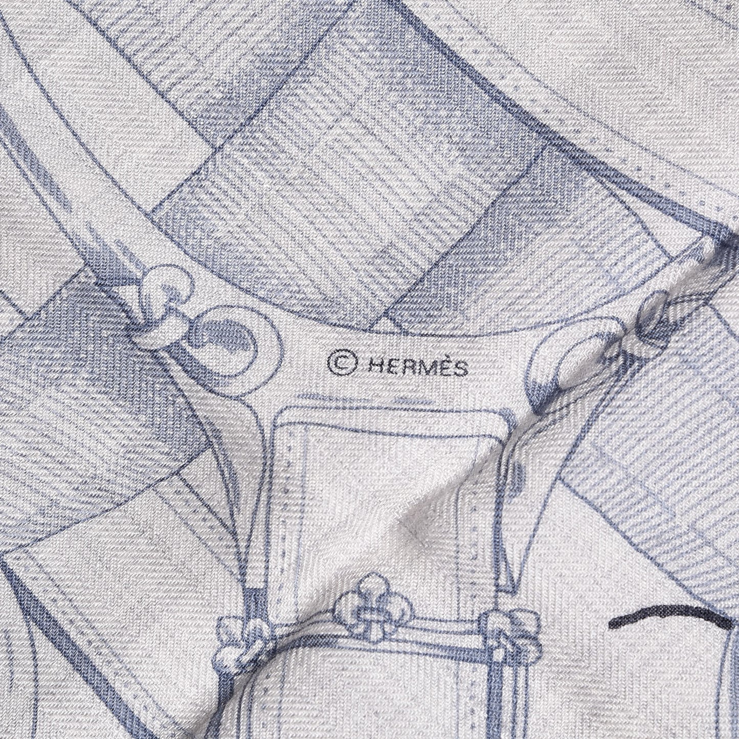 Cashmere Silk Cavalcadour Shawl 140 Gris Chine Juane Marine