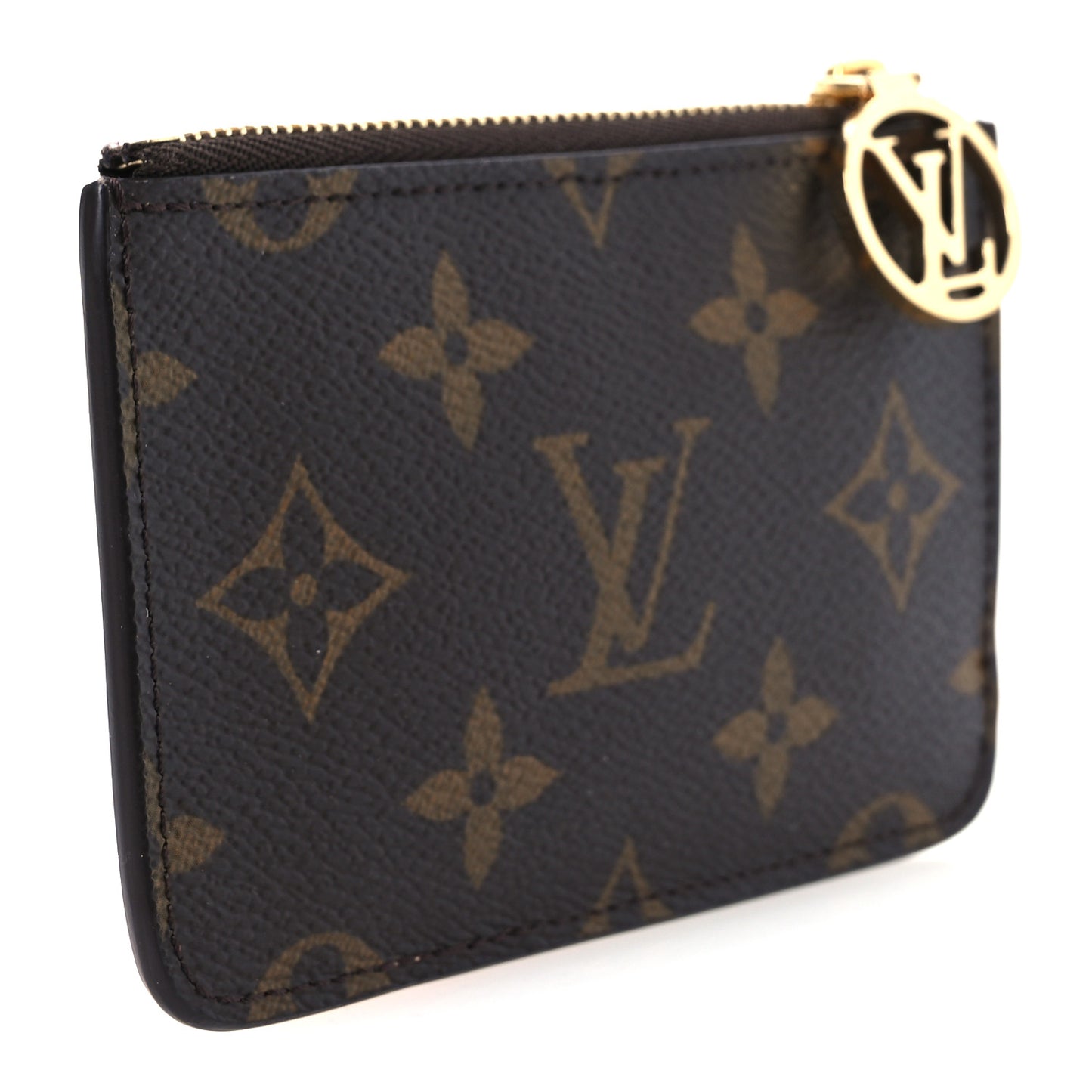 Monogram Zipped Romy Card Holder Orange