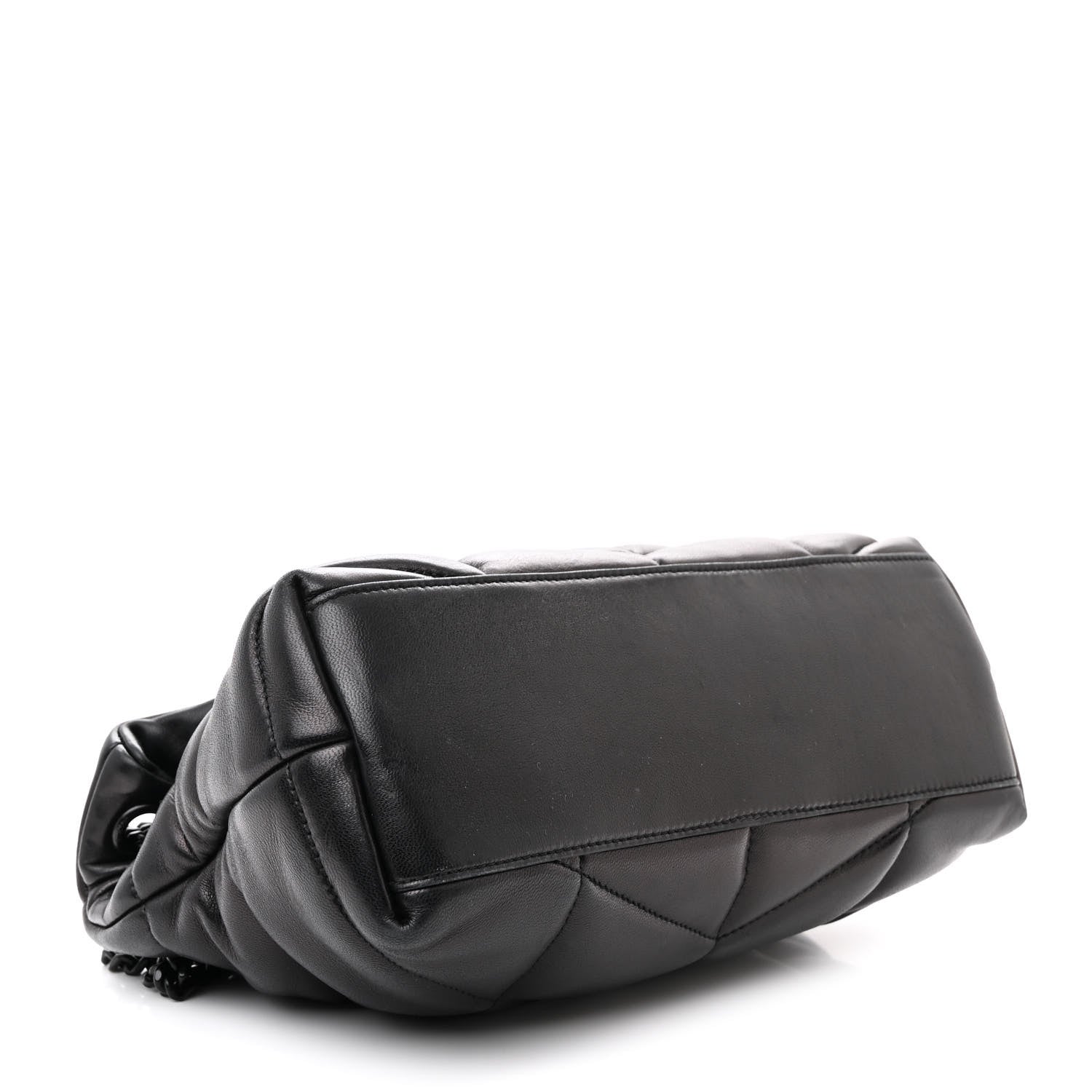 Saint Laurent Lambskin Quilted Monogram Monochrome Medium Loulou Puffer Chain Satchel Black 4 of 13
