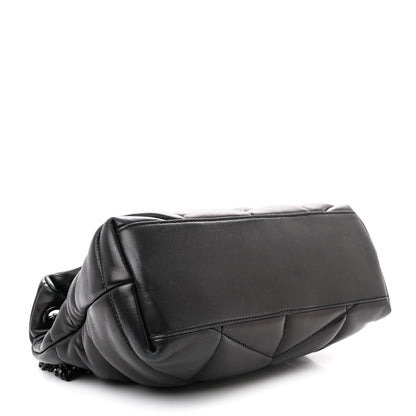 Saint Laurent Lambskin Quilted Monogram Monochrome Medium Loulou Puffer Chain Satchel Black 4 of 13
