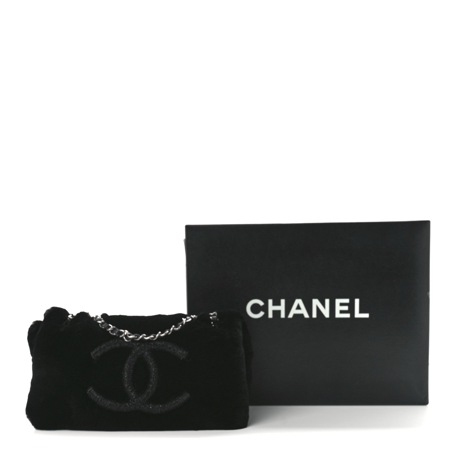 Chanel Rabbit Fur Beaded CC Flap Bag Black 12 of 12