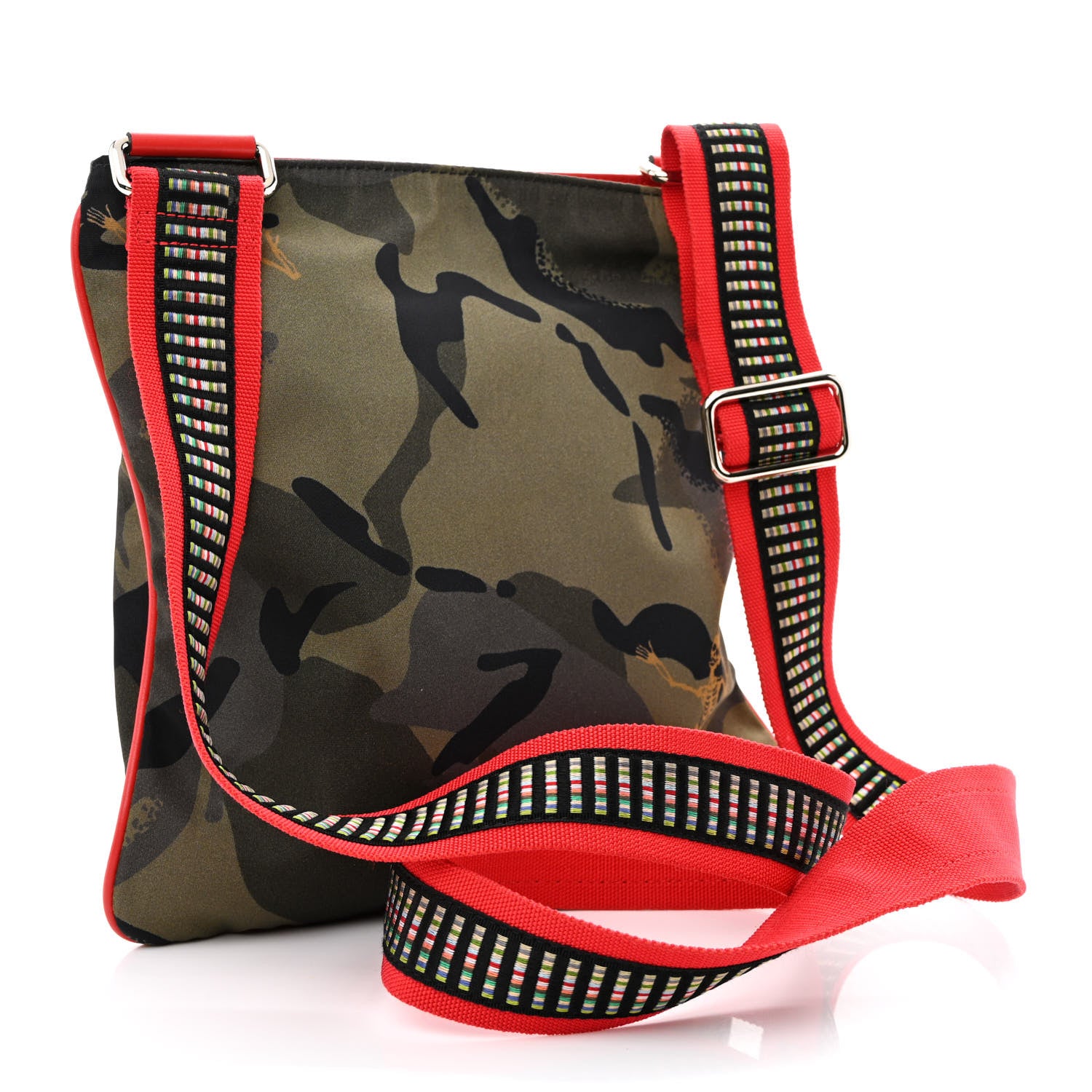 Alexander McQueen Nylon Camouflage Dancing Skeleton Messenger Bag Red 3 of 10