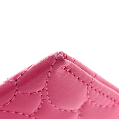 Chanel Lambskin Camellia Embossed Card Holder Fuchsia 9 of 13