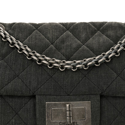 Chanel Denim Quilted XXL Reissue Flap Grey 8 of 10