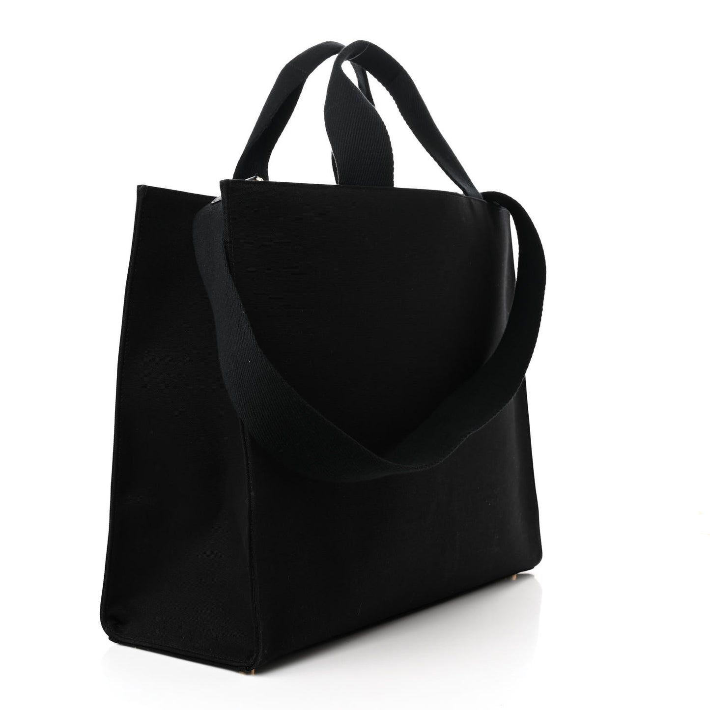 X VERSACE Canvas Fendace Logo Large Shopping Tote Black