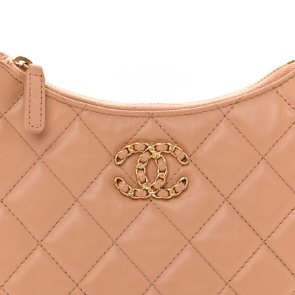 Chanel Aged Calfskin Quilted Small Chanel 19 Hobo  Beige 8 of 10