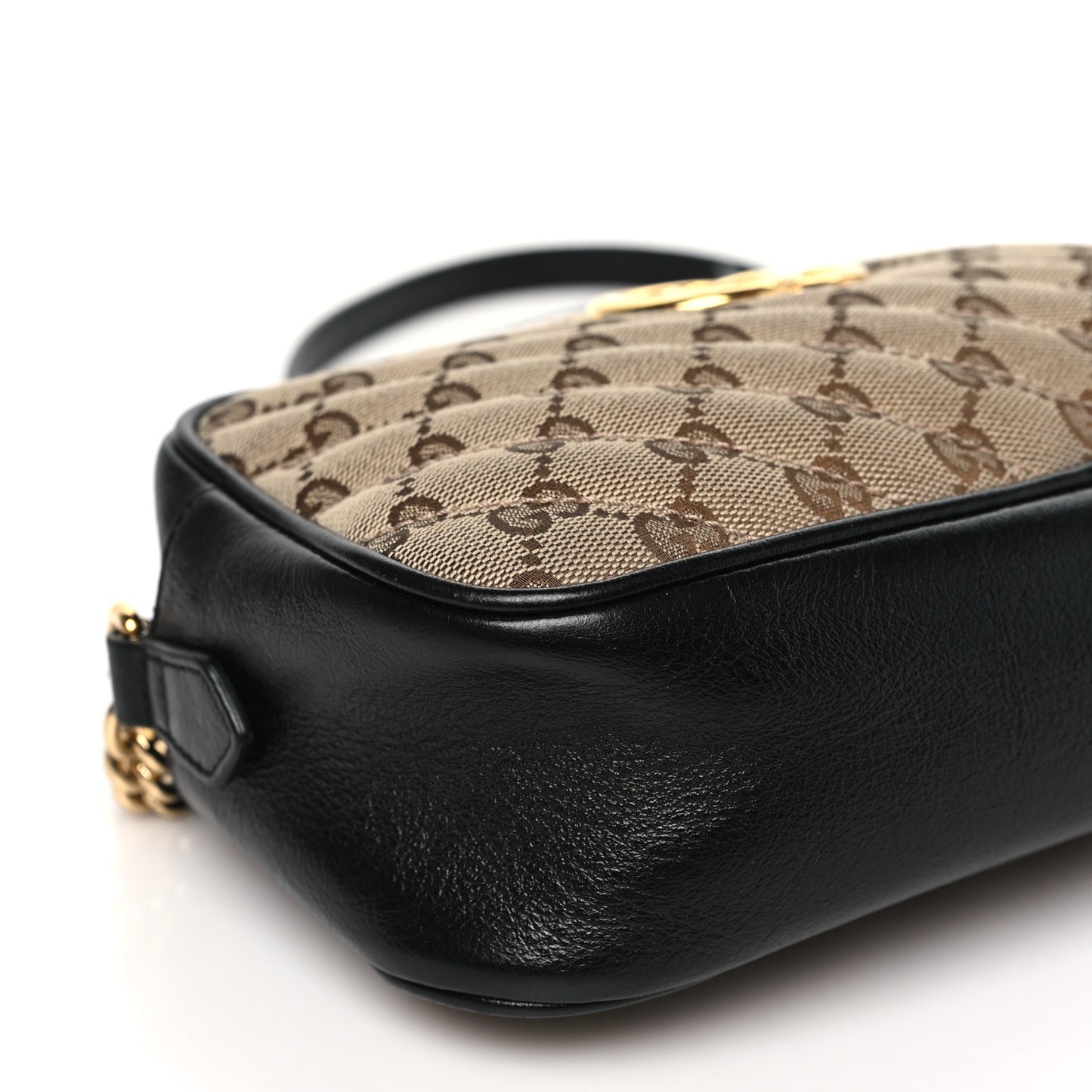 Monogram Matelasse Diagonal Small GG Marmont Chain Shoulder Bag Beige Black