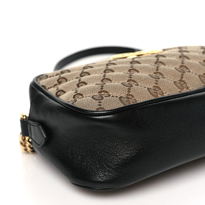 Gucci Monogram Matelasse Diagonal Small GG Marmont Chain Shoulder Bag Beige Black 9 of 13